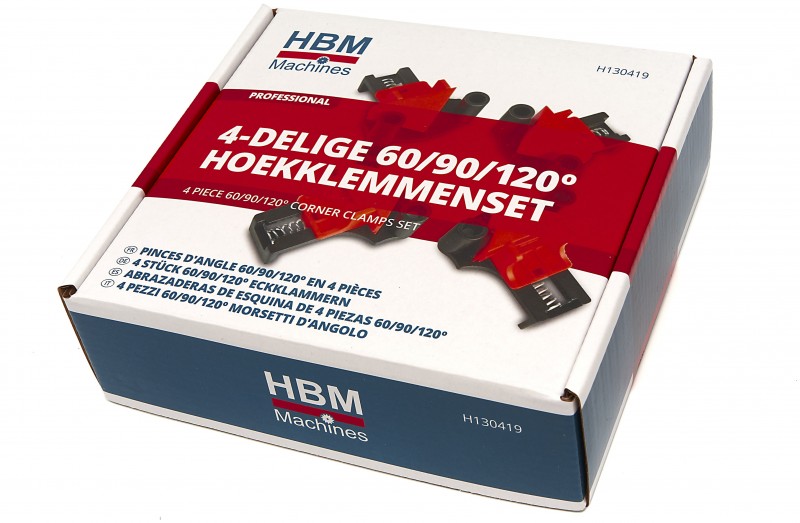 HBM 4-delige Hoekklemmenset – Lijmklemmenset met Mallen 60°, 90° en 120°