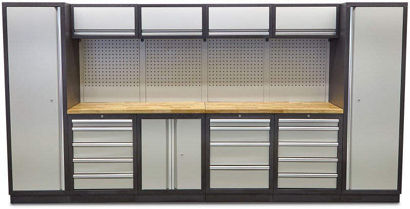 HBM professional modulair werkplaatssysteem, 16-delig, zwart grijs
