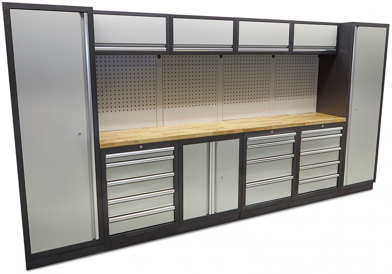 HBM professional modulair werkplaatssysteem, 16-delig, zwart grijs