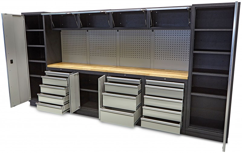 HBM professional modulair werkplaatssysteem, 16-delig, zwart grijs