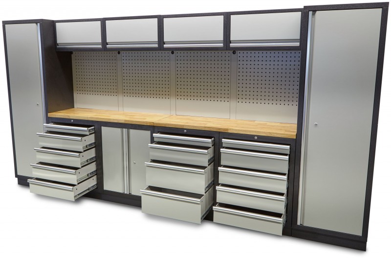 HBM professional modulair werkplaatssysteem, 16-delig, zwart grijs
