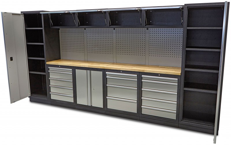 HBM professional modulair werkplaatssysteem, 16-delig, zwart grijs
