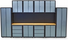 HBM premium werkplaatssysteem 16-delig grijs staal hout 400 x 46 x 230 cm HBM premium werkplaatssysteem 16-delig grijs staal hout 400 x 46 x 230 cm