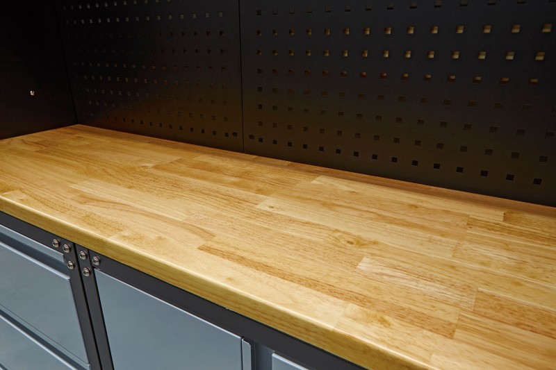 HBM premium werkplaatssysteem 16-delig grijs staal hout 400 x 46 x 230 cm HBM premium werkplaatssysteem 16-delig grijs staal hout 400 x 46 x 230 cm