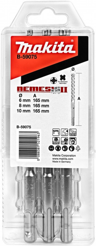 Makita P4S Betonborenset 3-delig B-59075 SDS Plus Metaalboor Set