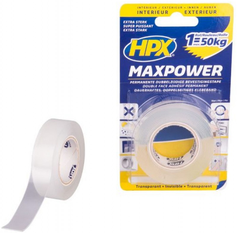HPX Max Power transparante bevestigingstape 2 m en 5 m