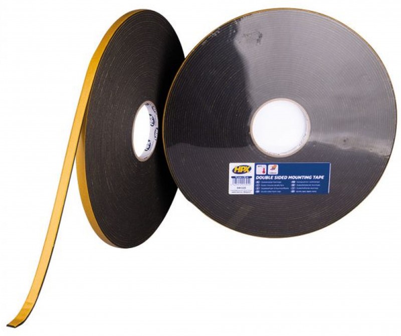 HPX Dubbelzijdige Bevestigingstape 3mm Anthraciet 12mm x 25m Polyethyleenschuim