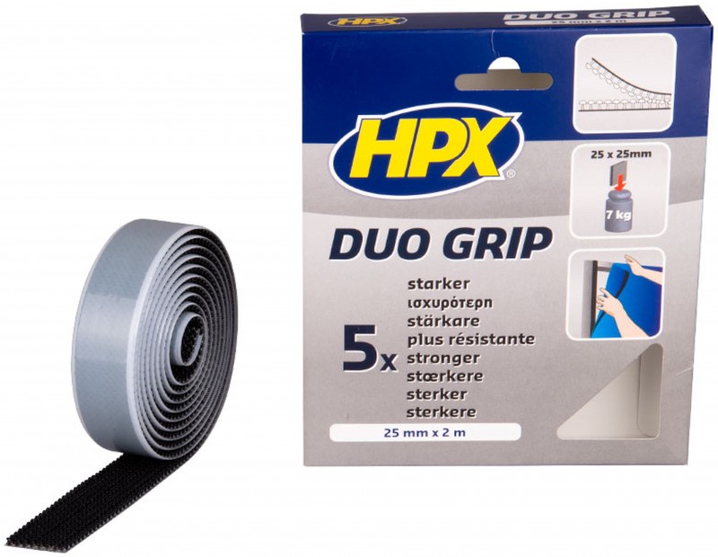 HPX Duo Grip Klikband Zwart 25 mm x 2 m