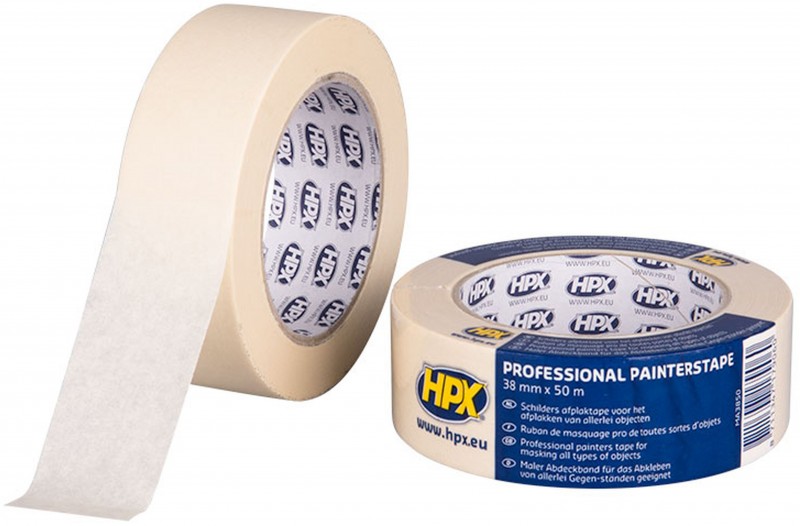 HPX masking tape crèmewit 38 mm x 50 m hittebestendig tot 60 °C