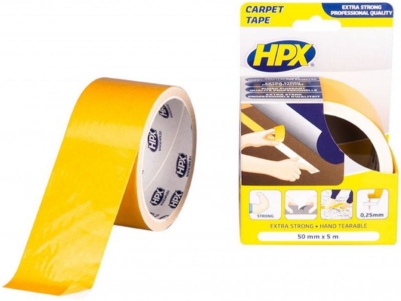 HPX Dobbeltklæbende Tæppetape 5 m / 25 m