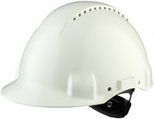 3M Sikkerhedshjelm G3000NUV-VI, Uvicator, rateljustering, ventilation, plast svedbånd, hvid. 3M Sikkerhedshjelm G3000NUV-VI, Uvicator, rateljustering, ventilation, plast svedbånd, hvid.