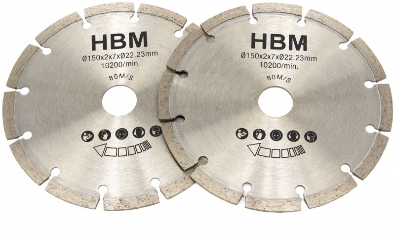 HBM Zaagbladen 150 mm voor Muurfrees 1700W H131674 - Beton, Cellenbeton, Baksteen, Steen