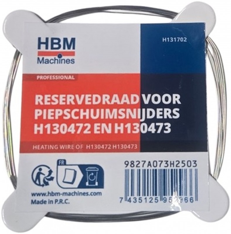 HBM reservetråd til skumskærere H130472 og H130473, Gr20Ni80, 1,73 m. HBM reservetråd til skumskærere H130472 og H130473, Gr20Ni80, 1,73 m.