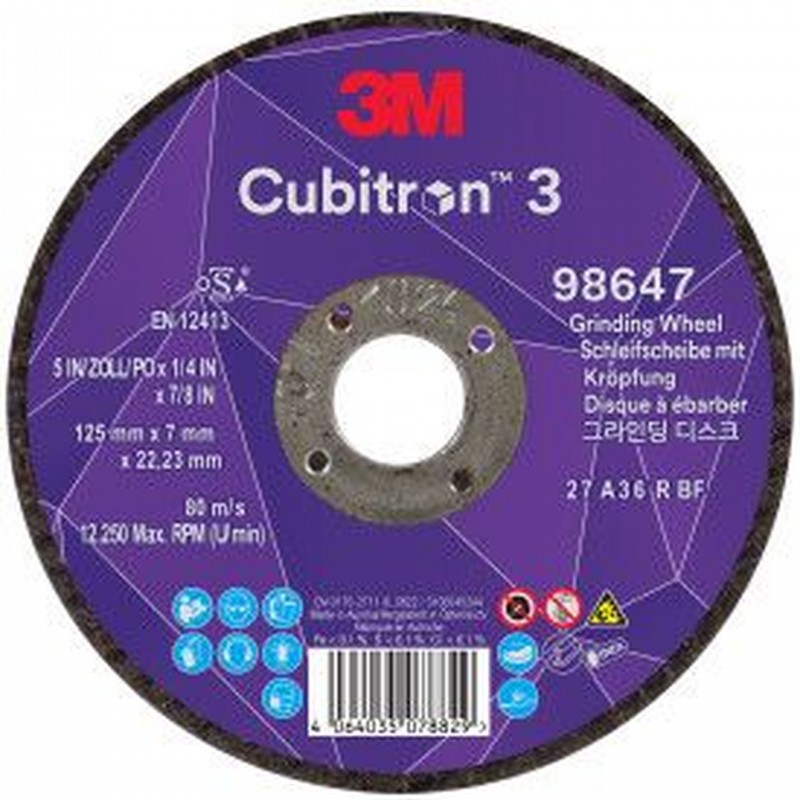 3M Cubitron 3 afbraamschijf 125x7x22 mm T27 voor metaal