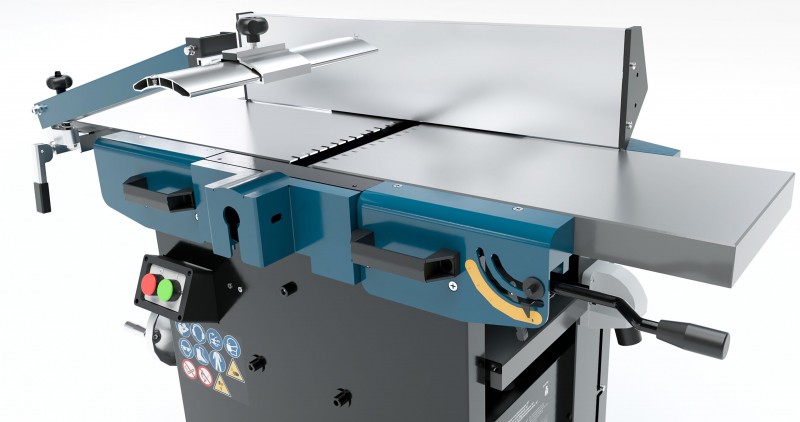 HBM vlak- en vandiktebank 12 inch met spiraalsnijkop, 230 V, 3 messen, 310 mm schaafbreedte
