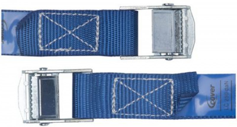 Cover spanband met klemgesp 2,5 m x 25 mm, 2 stuks, staal, blauw