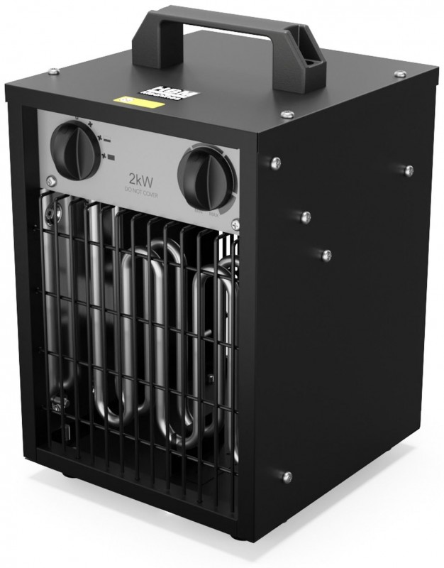 HBM elektrisk heater 2000 W med termostat, 3 trin, 120 m³/h, egnet til 40 m², sort.