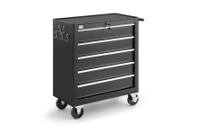 HBM gereedschapswagen 5 laden 62 cm zwart met slot, 4 wielen, 125 mm
