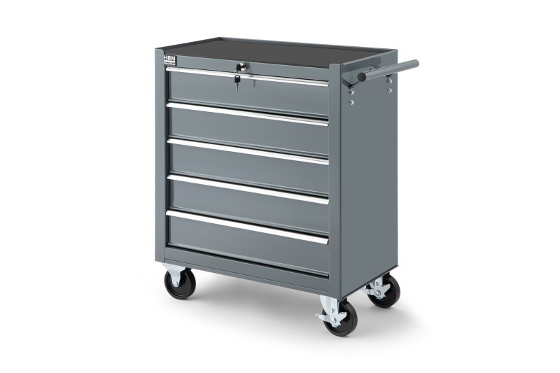 HBM gereedschapswagen 5 laden 62 cm grijs met slot 125 kg
