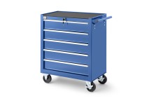 HBM værktøjsvogn 5 skuffer 62 cm blå, stål, lås, 125 kg, 4 hjul