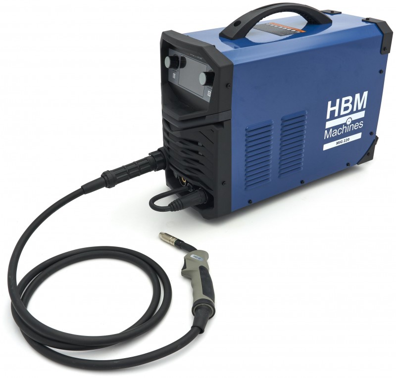 HBM MIG/MAG 220 Lasapparaat 230V 220A MIG/MAG, MMA, TIG, Display, Draagbaar
