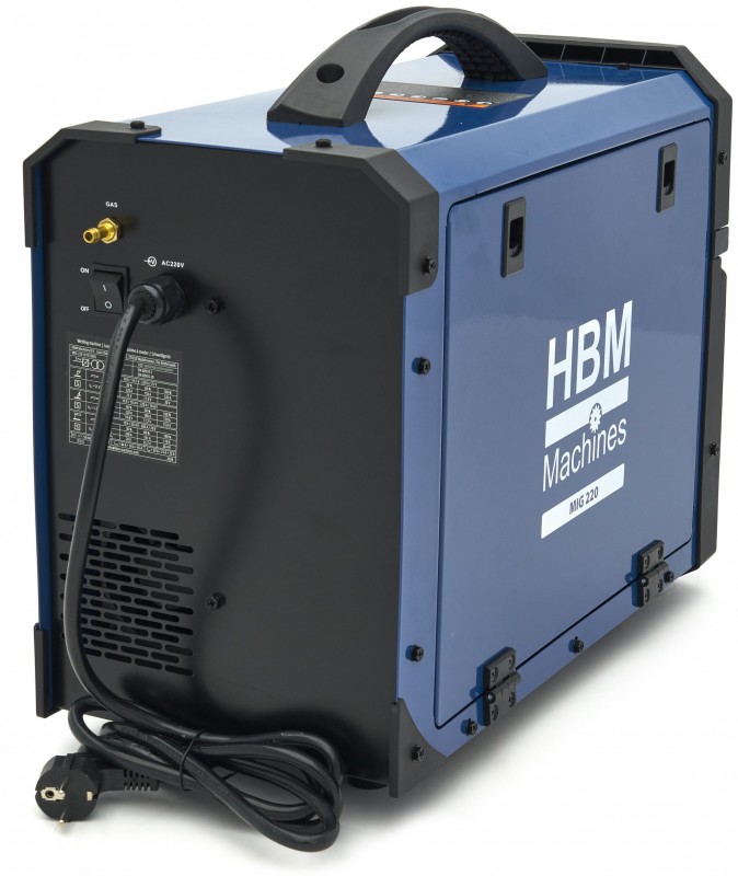 HBM MIG/MAG 220 Lasapparaat 230V 220A MIG/MAG, MMA, TIG, Display, Draagbaar
