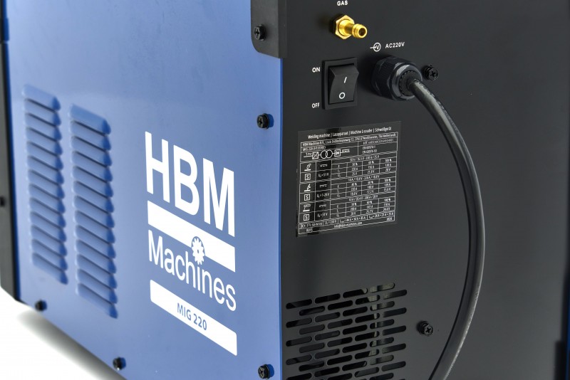 HBM MIG/MAG 220 Lasapparaat 230V 220A MIG/MAG, MMA, TIG, Display, Draagbaar
