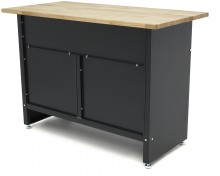 HBM Werkbank 120 cm Zwart met 4 Laden, 1 Deur, Houten Werkblad, 200 kg, 25 mm, 60x120x85 cm