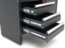 HBM Werkbank 120 cm Zwart met 4 Laden, 1 Deur, Houten Werkblad, 200 kg, 25 mm, 60x120x85 cm