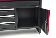 HBM Werkbank 120 cm Zwart met 4 Laden, 1 Deur, Houten Werkblad, 200 kg, 25 mm, 60x120x85 cm