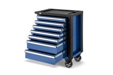 HBM gereedschapswagen blauw 7 laden, 76,5 cm, slot, 4 wielen, max. belasting 190 kg