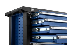 HBM gereedschapswagen blauw 7 laden, 76,5 cm, slot, 4 wielen, max. belasting 190 kg