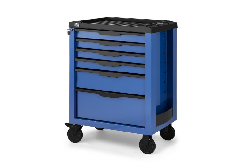 HBM gereedschapswagen 6 laden blauw 70,5 cm met slot, 4 wielen, 170 kg draagvermogen