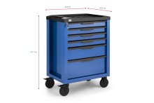 HBM gereedschapswagen 6 laden blauw 70,5 cm met slot, 4 wielen, 170 kg draagvermogen