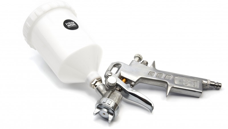 HBM højtryks malersprøjte 600 ml, 6 bar, 1,5 mm, aluminium, sølv.