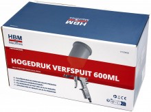 HBM højtryks malersprøjte 600 ml, 6 bar, 1,5 mm, aluminium, sølv.