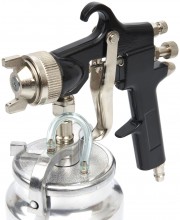 HBM hogedruk verfspuit met zuigkracht 1000 ml, 6 bar, aluminium, zwart
