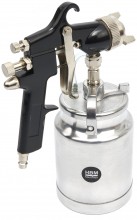 HBM hogedruk verfspuit met zuigkracht 1000 ml, 6 bar, aluminium, zwart
