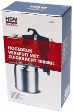 HBM hogedruk verfspuit met zuigkracht 1000 ml, 6 bar, aluminium, zwart
