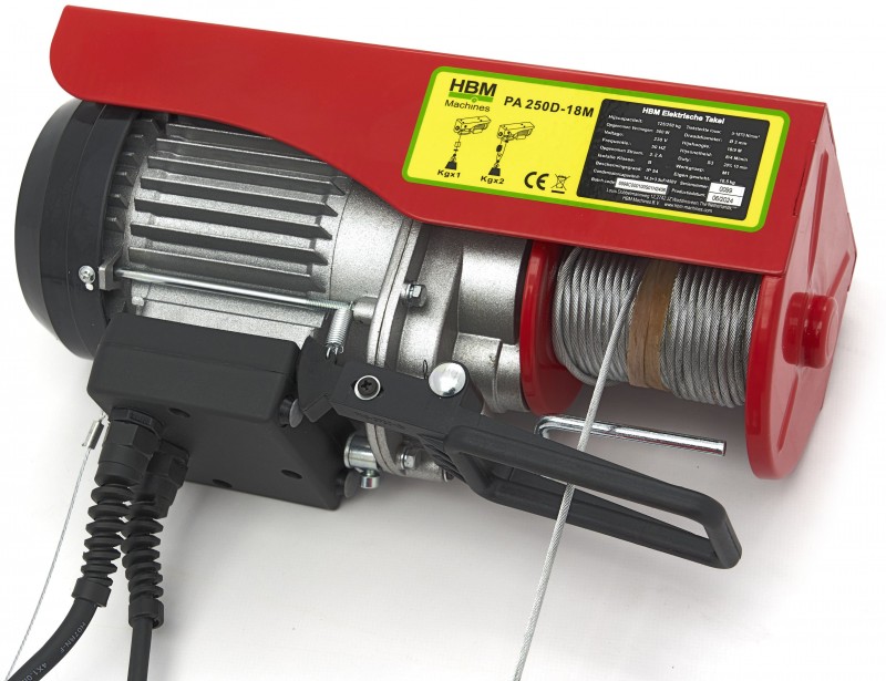 HBM Elektrische Takel 500 kg 18 m 500 W 230 V 8 m/min 3 mm kabel HBM Elektrische Takel 500 kg 18 m 500 W 230 V 8 m/min 3 mm kabel