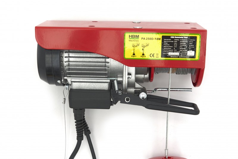 HBM Elektrische Takel 500 kg 18 m 500 W 230 V 8 m/min 3 mm kabel HBM Elektrische Takel 500 kg 18 m 500 W 230 V 8 m/min 3 mm kabel