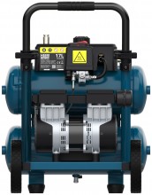 HBM Twin Stack stille compressor, olievrij, 17 liter, 850 W, 11 bar, 160 l/min, verrijdbaar
