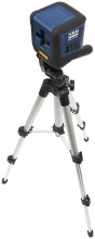 HBM kruislijnlaser met statief, groen, zelfnivellerend, laserklasse 2, IP54, 30 m, 3 mm, AA-batterijen
