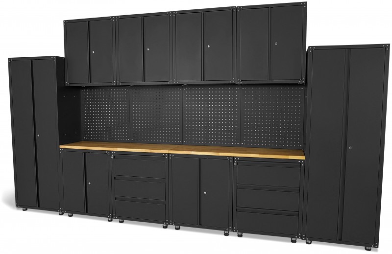 HBM Premium Modulair Werkplaatssysteem 16-Delig Mat Zwart HBM Premium Modulair Werkplaatssysteem 16-Delig Mat Zwart