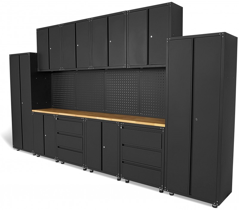 HBM Premium Modulair Werkplaatssysteem 16-Delig Mat Zwart HBM Premium Modulair Werkplaatssysteem 16-Delig Mat Zwart