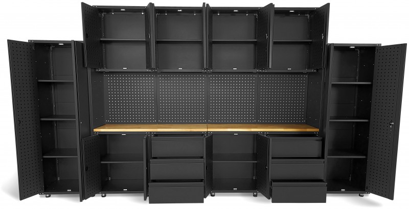 HBM Premium Modulair Werkplaatssysteem 16-Delig Mat Zwart HBM Premium Modulair Werkplaatssysteem 16-Delig Mat Zwart