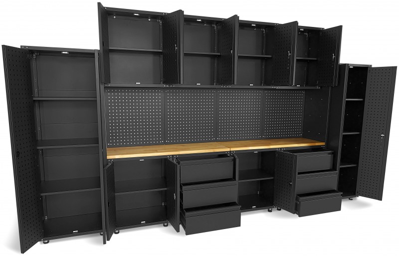 HBM Premium Modulair Werkplaatssysteem 16-Delig Mat Zwart HBM Premium Modulair Werkplaatssysteem 16-Delig Mat Zwart