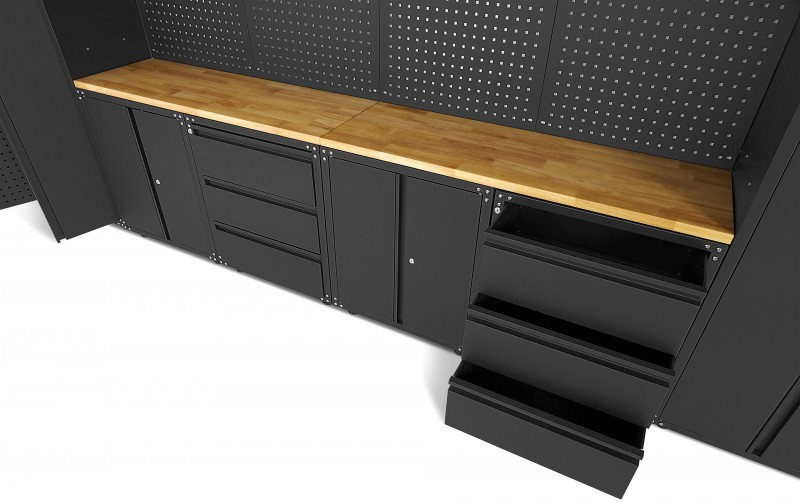 HBM Premium Modulair Werkplaatssysteem 16-Delig Mat Zwart HBM Premium Modulair Werkplaatssysteem 16-Delig Mat Zwart