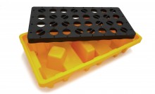 HBM olievaten opvangbak voor 2 vaten, 120 liter, HDPE, 1500 kg, 130 x 66 x 30 cm, geel