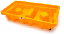 HBM olievaten opvangbak voor 2 vaten, 120 liter, HDPE, 1500 kg, 130 x 66 x 30 cm, geel